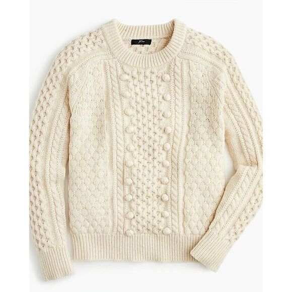 J. Crew Popcorn cable-knit sweater Ivory sz XS - Picture 1 of 10